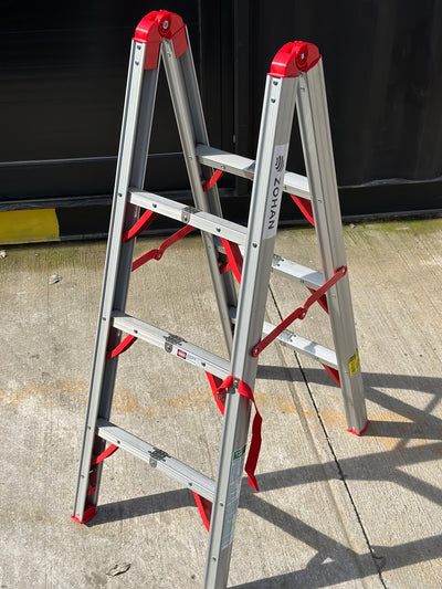 Escalera telescópica FLD-120 de aluminio, 3 escalones, plegable