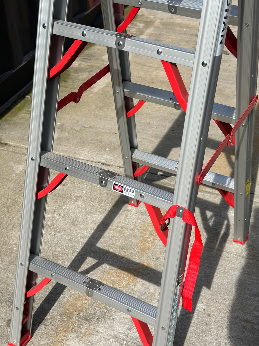 Escalera telescópica FLD-120 de aluminio, 3 escalones, plegable