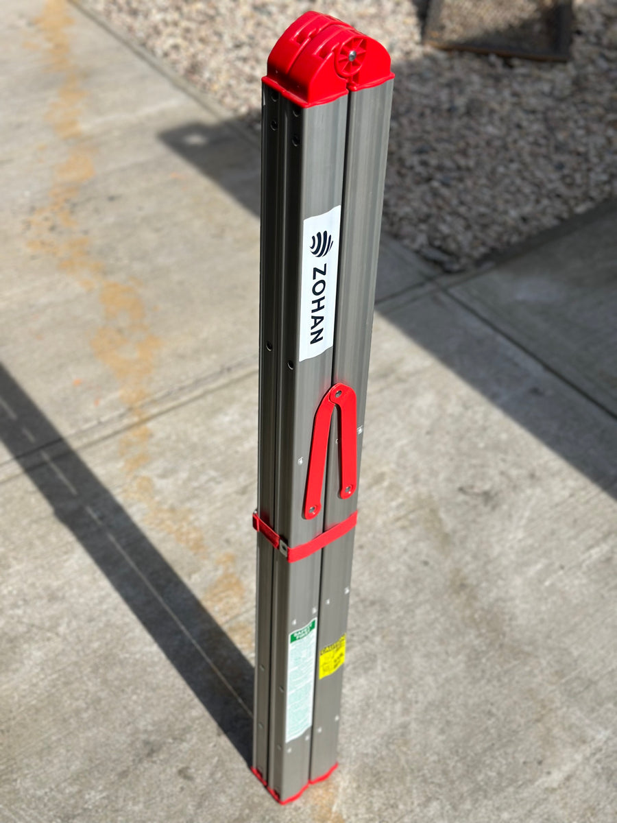 Escalera telescópica FLD-120 de aluminio, 3 escalones, plegable