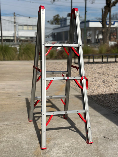 Escalera telescópica FLD-120 de aluminio, 3 escalones, plegable