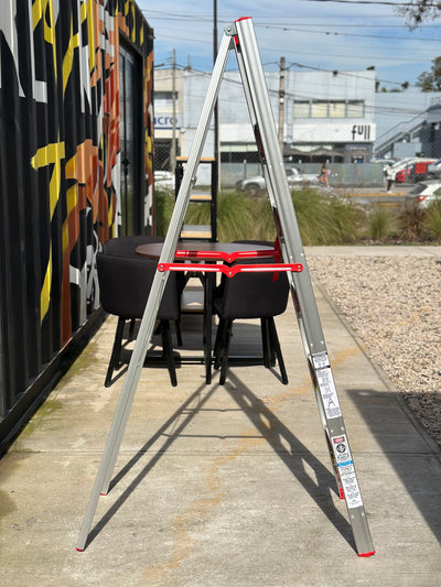 Escalera telescópica FLS-180 de aluminio, 5 escalones, plegable