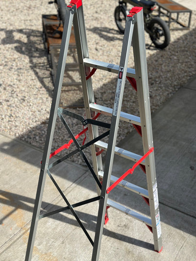 Escalera telescópica FLS-180 de aluminio, 5 escalones, plegable
